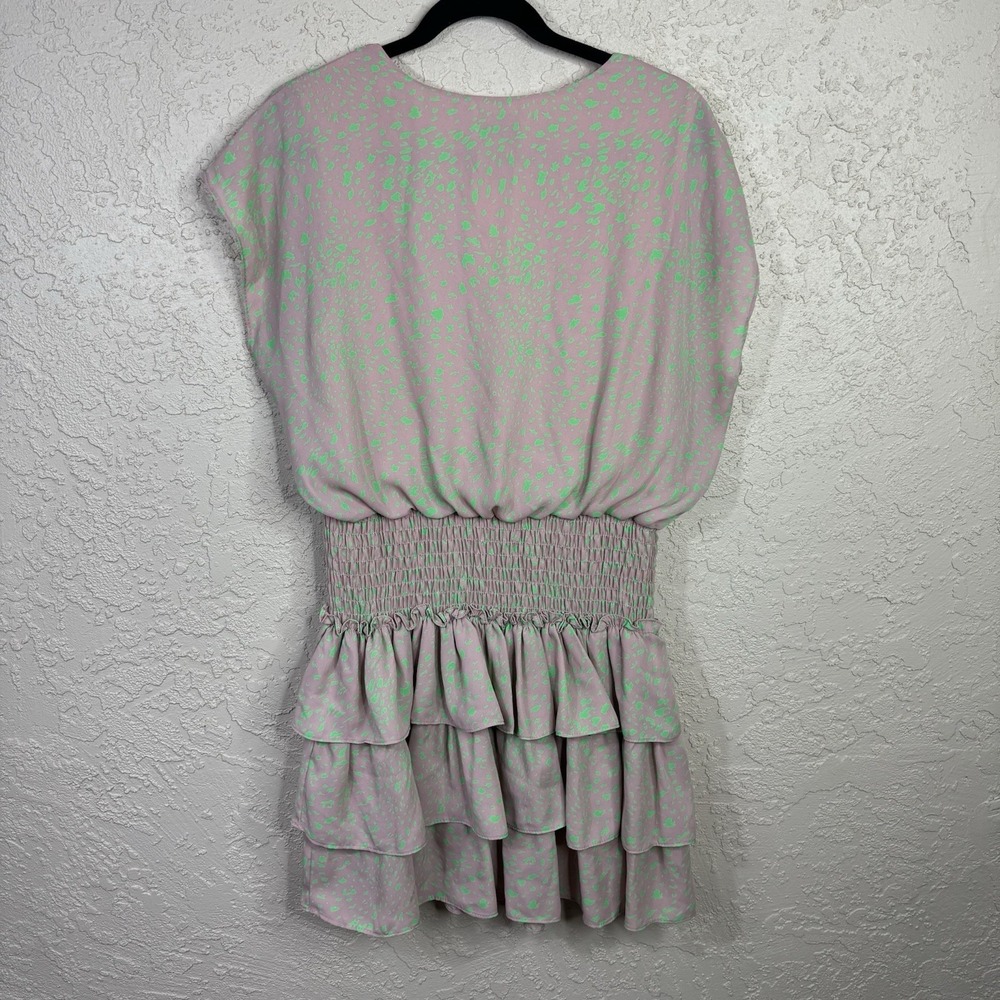 Adriene A-Line Mini Dress Size L Smocked Tiered Ruffle Coquette Feminine Flirty - Picture 3 of 11